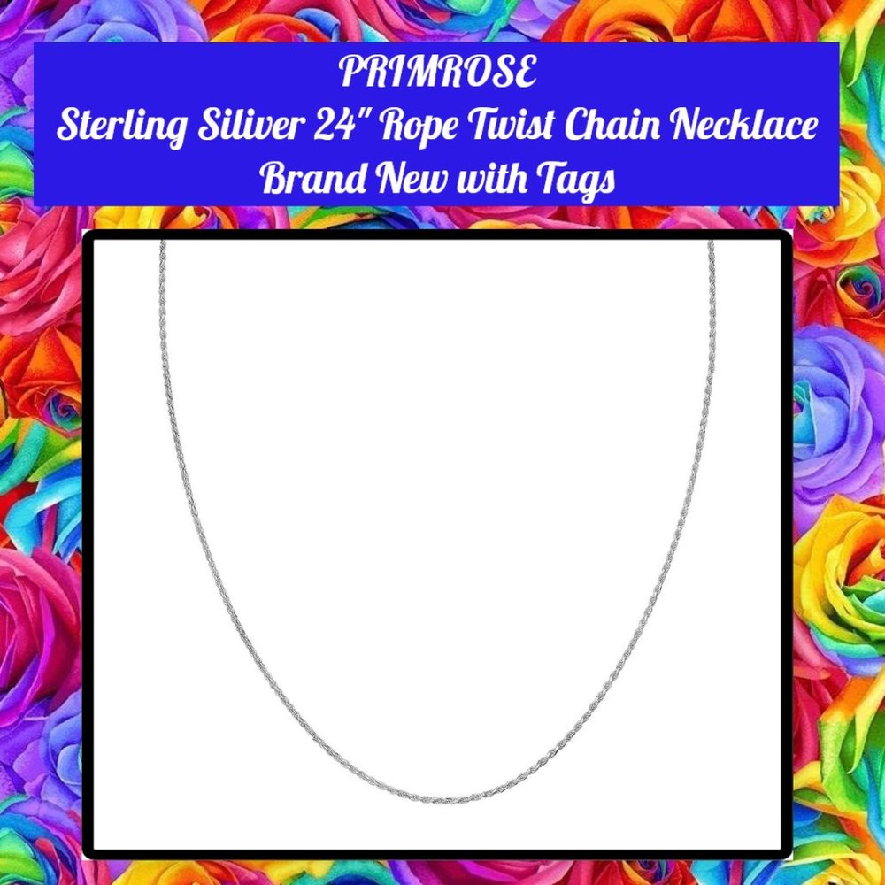 Primrose Sterling Silver Diamond Cut 24" Rope Chain